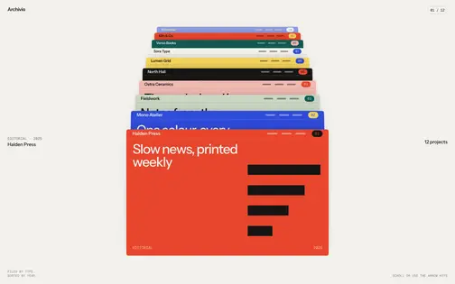 Componente Archive scroll di Taccuino